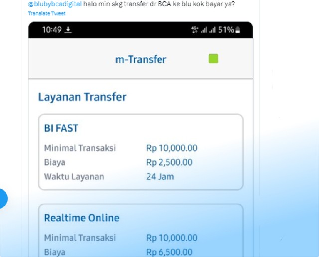 Biaya Fee blu BCA